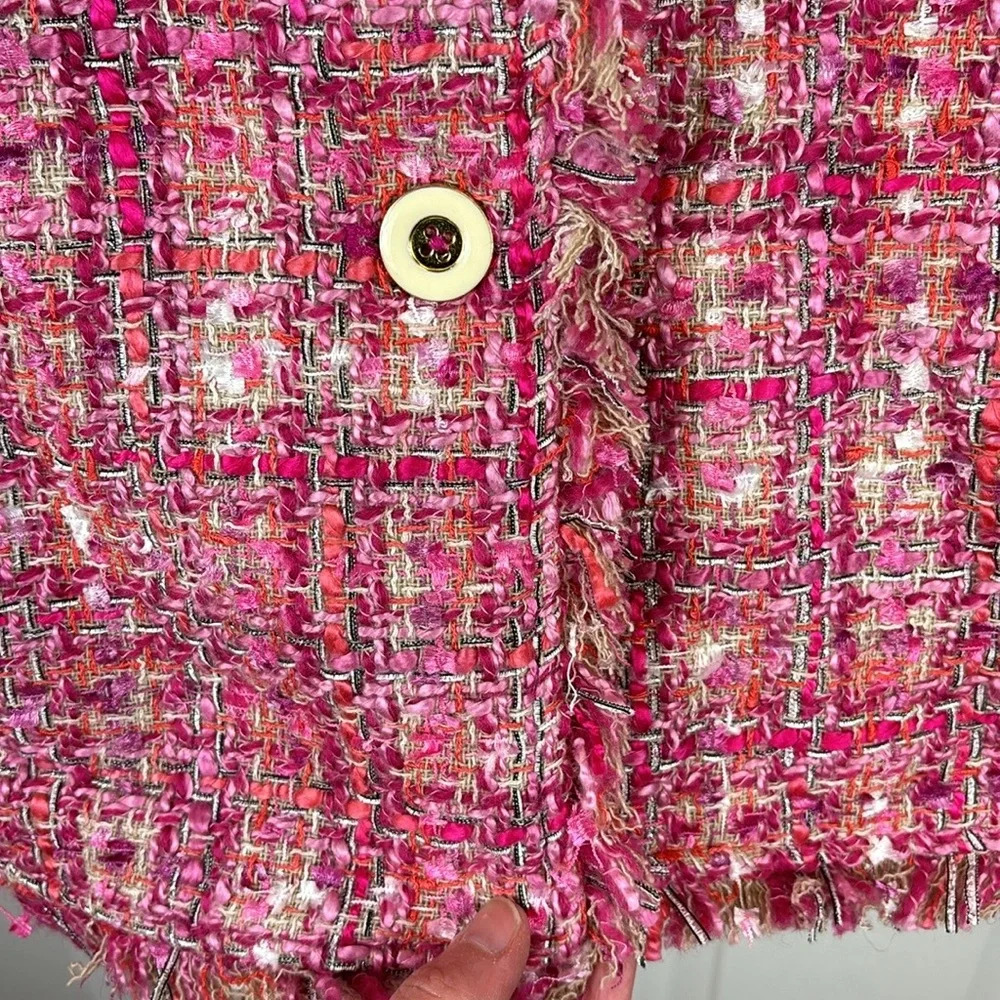 NWT Dennis Basso pink tweed button down jacket sz 24W - Picture 4 of 9